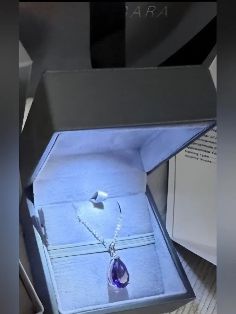 Angara Purple Teardrop Amethyst Pendant Necklace